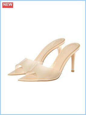 Women's Transparent Strap Pointed Open Toe Stiletto Slide Sandals Slip On Clear
